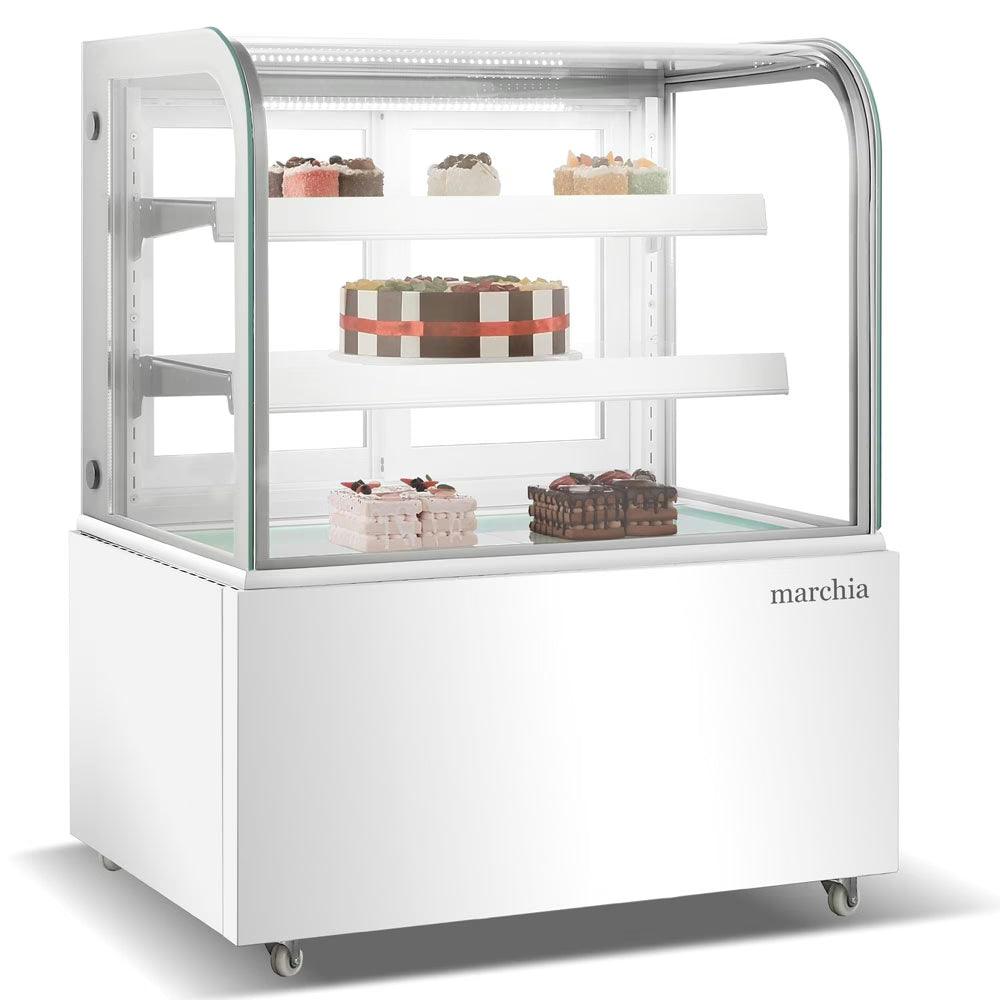 Marchia MB36-W — 36" Curved Glass Refrigerated Bakery Display Case, White