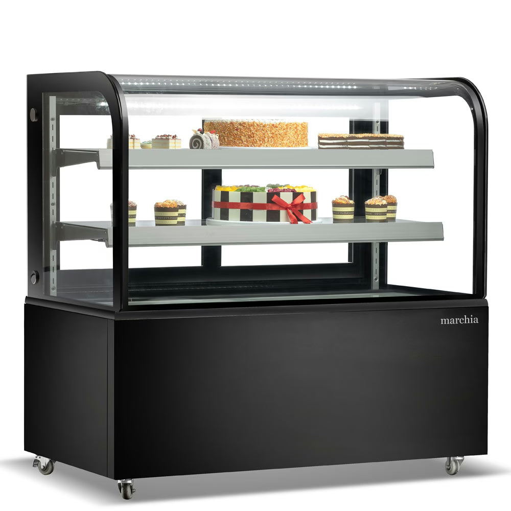Marchia MB48-B — 48" Curved Glass Refrigerated Bakery Display Case, Black