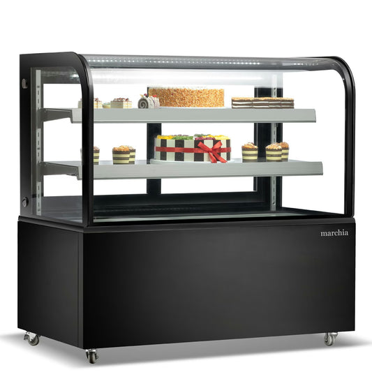 Marchia MB48-B — 48" Curved Glass Refrigerated Bakery Display Case, Black
