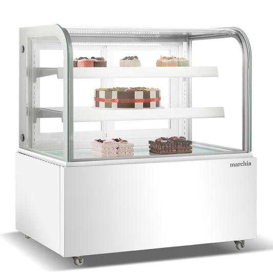 Marchia MB48-W — 48" Curved Glass Refrigerated Bakery Display Case, White