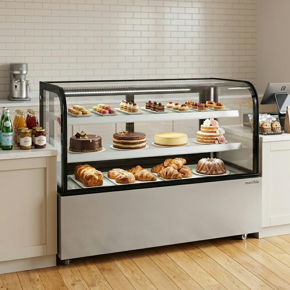 Marchia MB72 — 72" Curved Glass Refrigerated Bakery Display Case