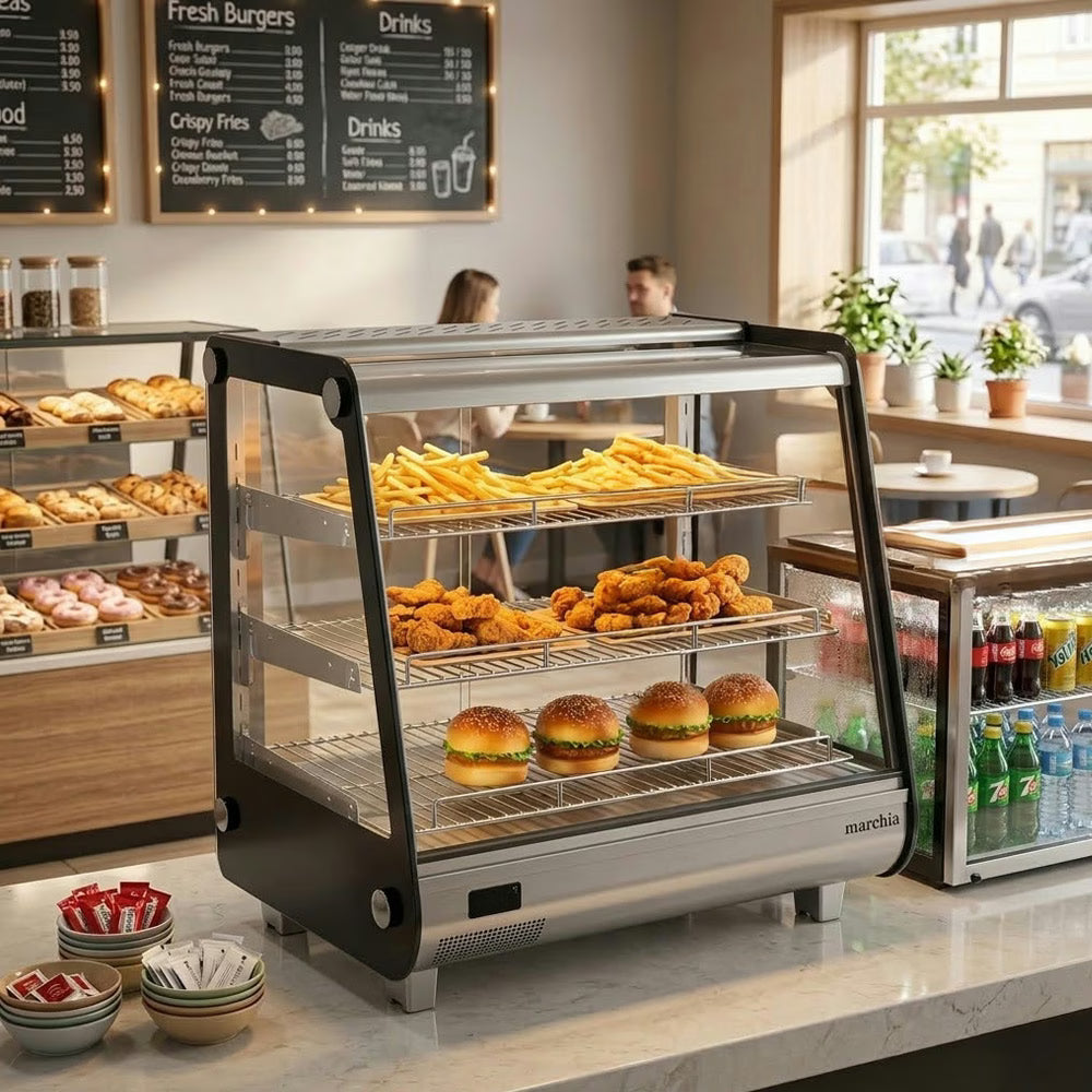 Marchia MHC121 — 27" Heated Slanted Glass Countertop Display Case