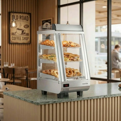 Marchia SHCC76 — 14" Stainless Steel Heated Countertop Display, Front and Rear Access Doors