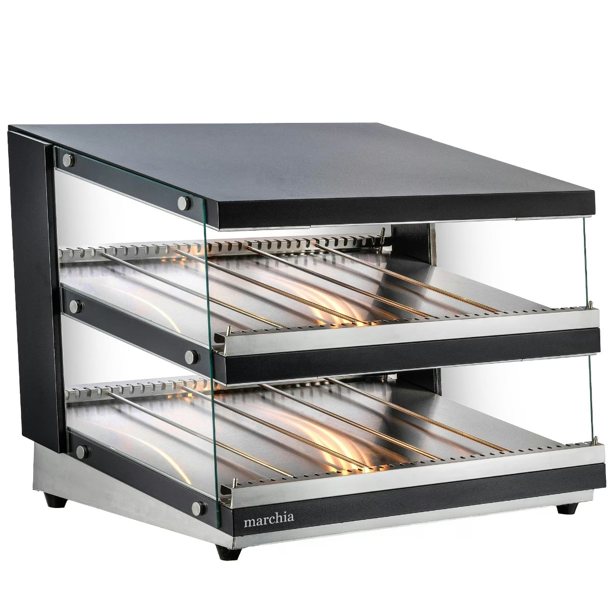 Marchia MHW102 — 38" Full-Service Slanted Countertop Heated Display Merchandiser, 2 Shelf