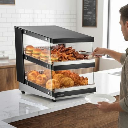 Marchia MHW65 — 24" Full-Service Slanted Countertop Heated Display Merchandiser, 2 Shelf