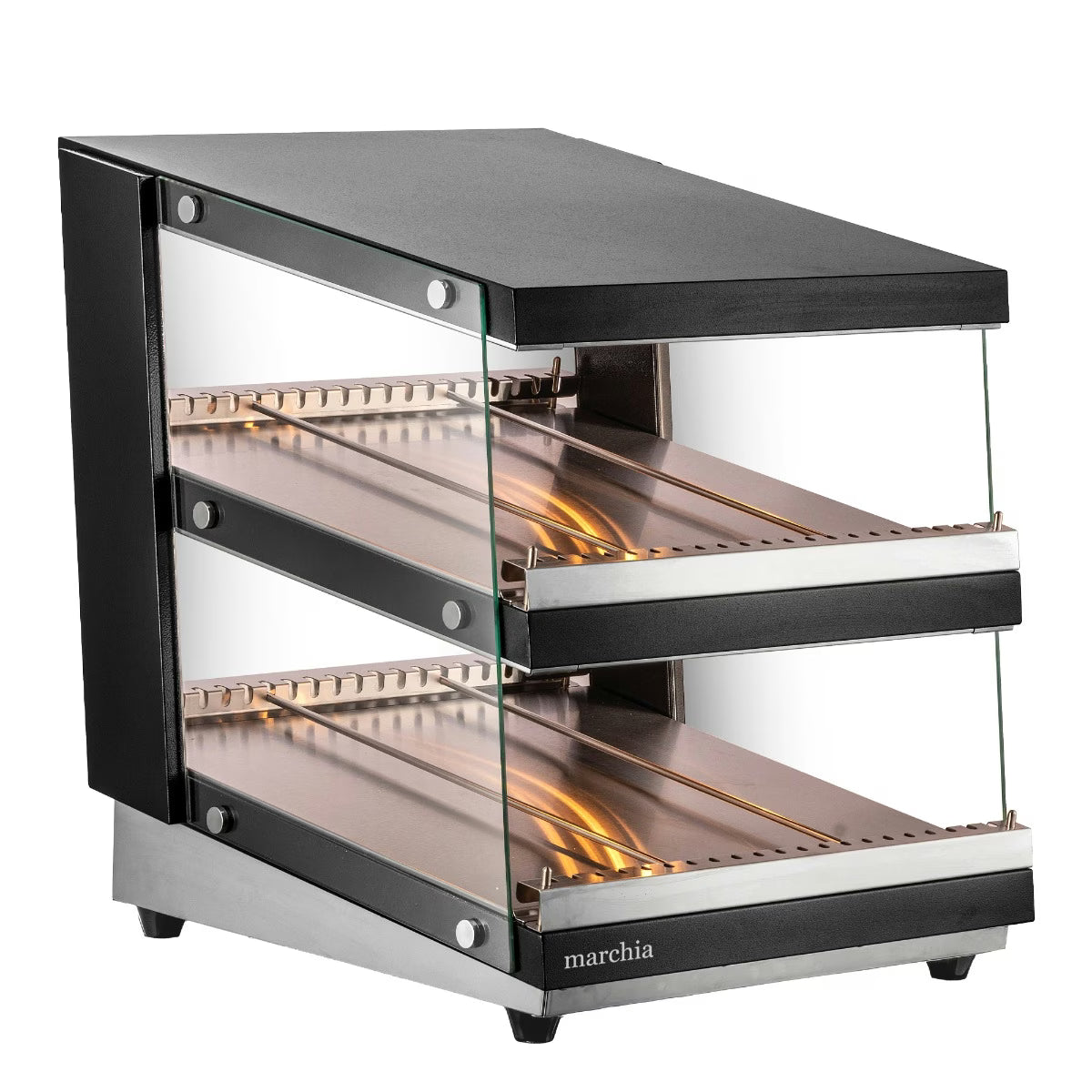 Marchia MHW65 — 24" Full-Service Slanted Countertop Heated Display Merchandiser, 2 Shelf