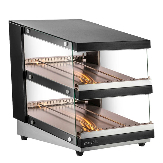 Marchia MHW65 — 24" Full-Service Slanted Countertop Heated Display Merchandiser, 2 Shelf