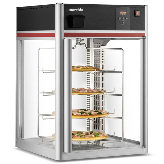 Marchia MPC158 — 22" Countertop Full-Service Pizza Warmer with 4-Shelf Rotating Rack