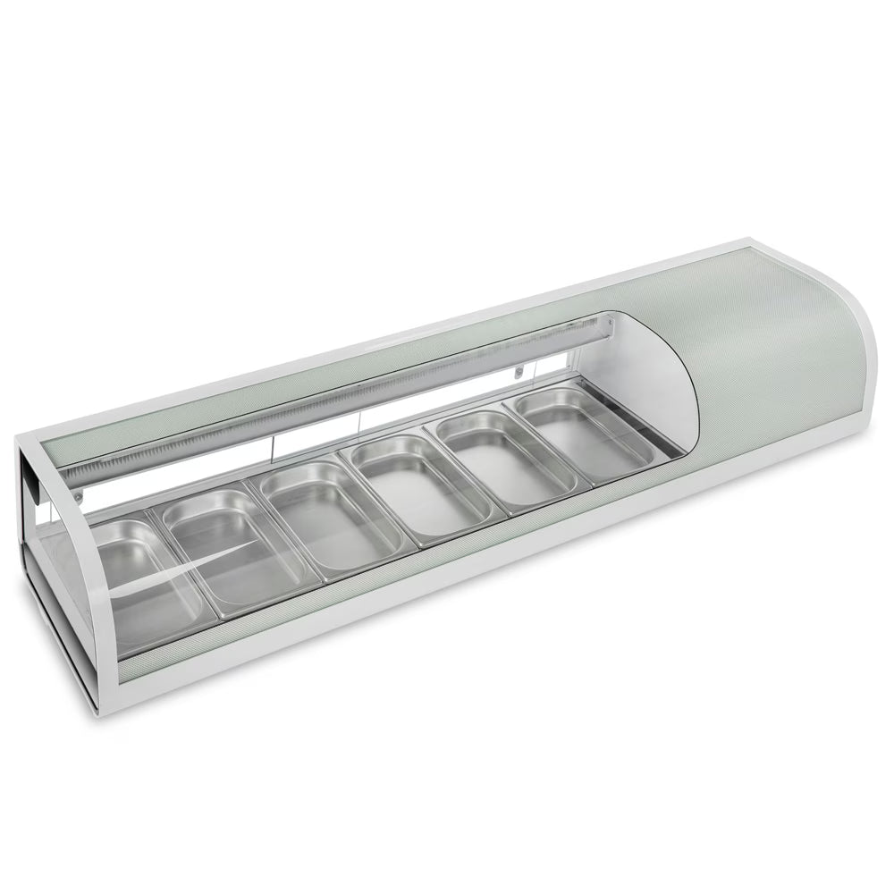 Marchia MSU160S — 60" Refrigerated Round Curved Glass Sushi Display Case, Silver