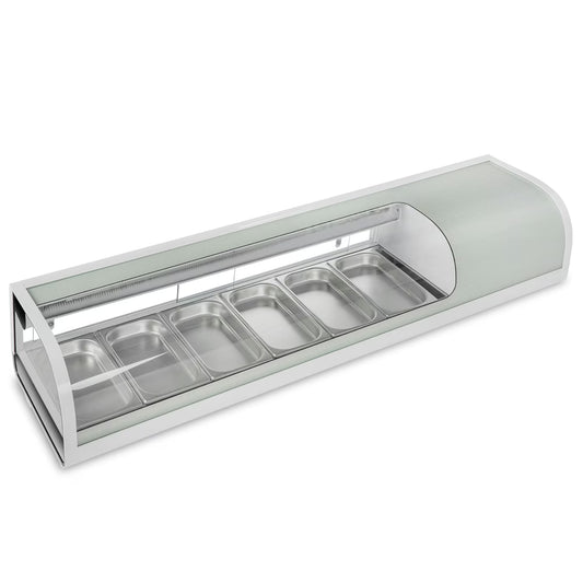 Marchia MSU160S — 60" Refrigerated Round Curved Glass Sushi Display Case, Silver