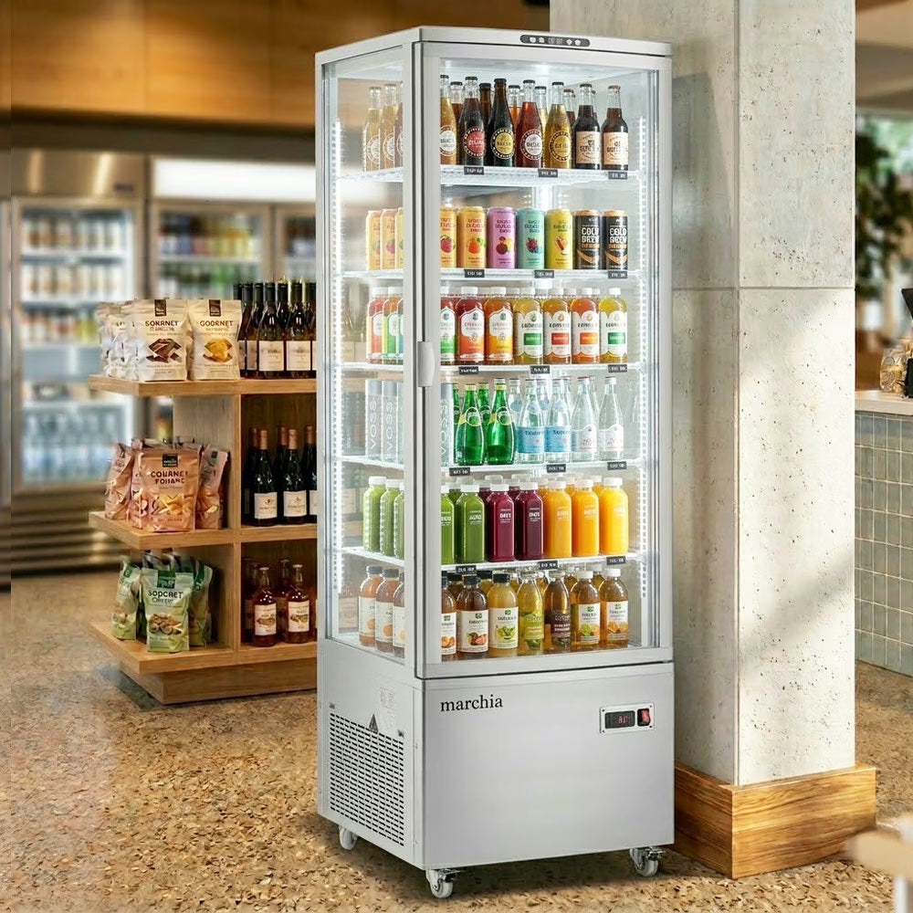 Marchia MVS300 — 20" Vertical Standing Refrigerated Cake Display Case, Silver