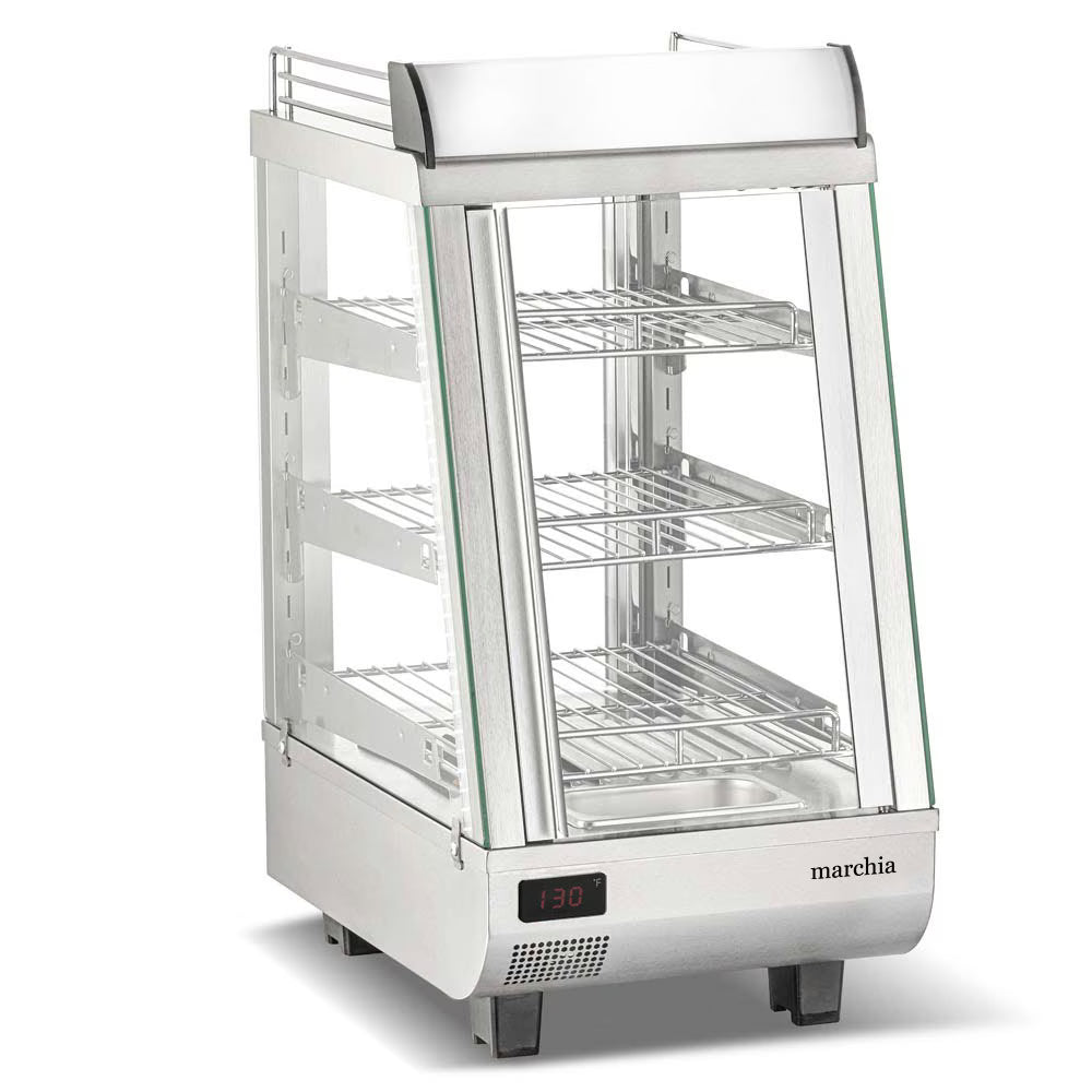 Marchia SHCC76 — 14" Stainless Steel Heated Countertop Display, Front and Rear Access Doors