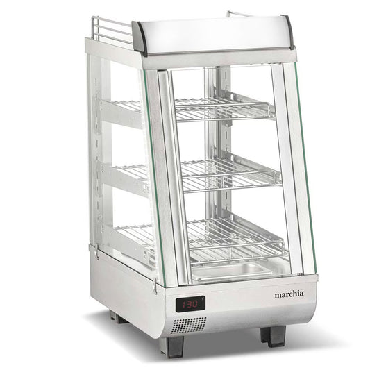 Marchia SHCC76 — 14" Stainless Steel Heated Countertop Display, Front and Rear Access Doors