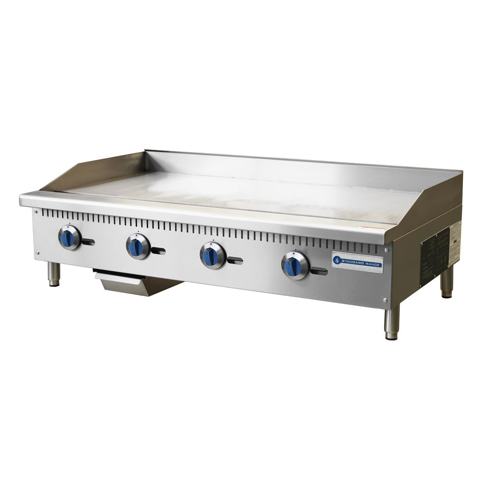 SR-G48-M 48" Commercial Countertop 4 Burner Gas Griddle with Manual Control