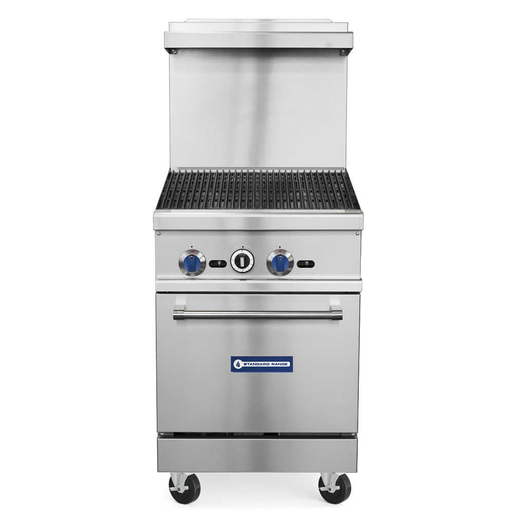 SR-R24-24CB-LP 24" Liquid Propane Commercial Range with 24" Charbroiler, 1 Oven