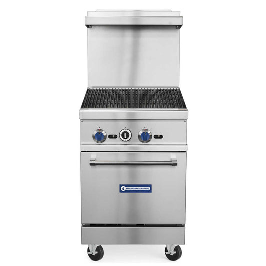 SR-R24-24CB-LP 24" Liquid Propane Commercial Range with 24" Charbroiler, 1 Oven
