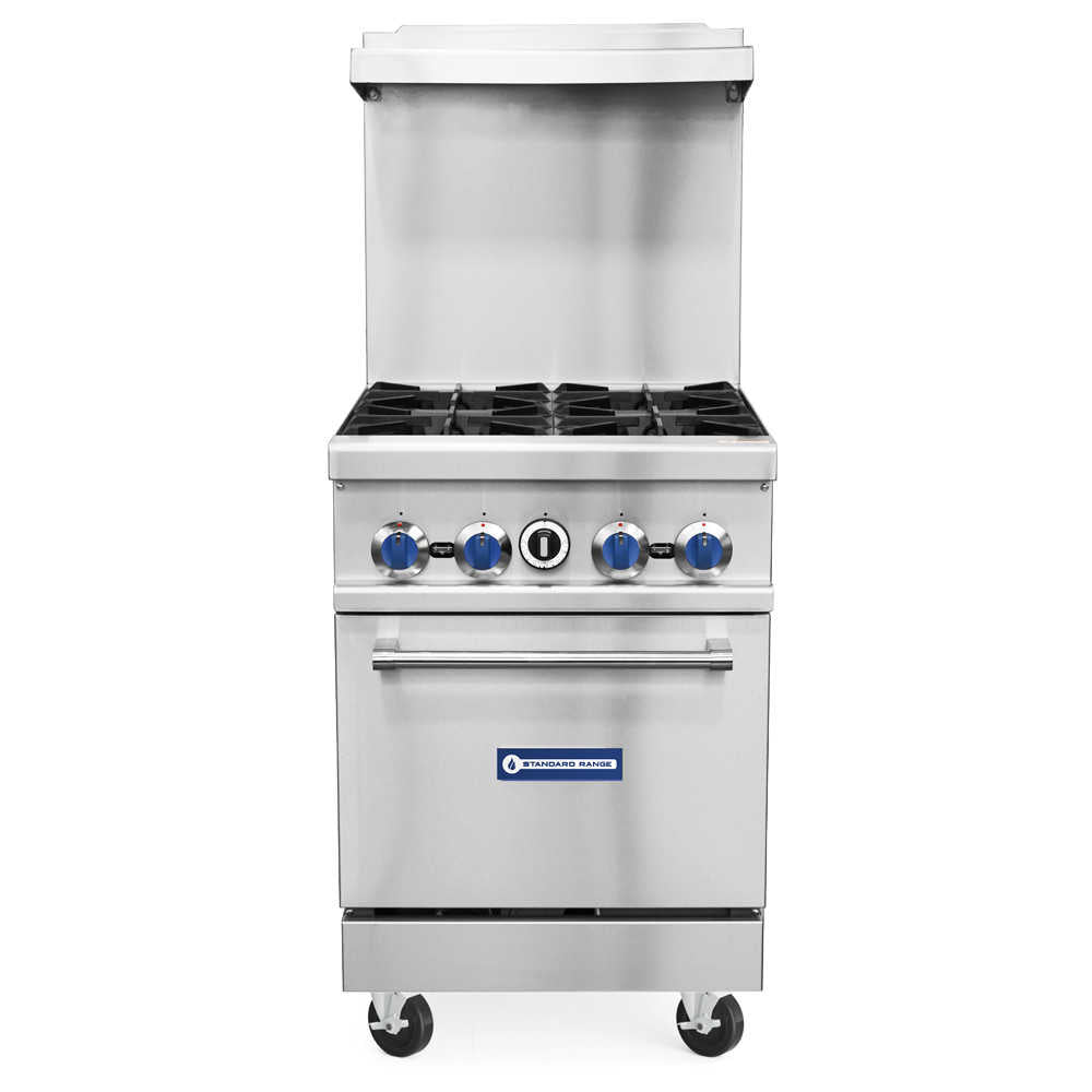 SR-R24-LP 24" Liquid Propane Commercial Range with 4 Burners, 1 Oven