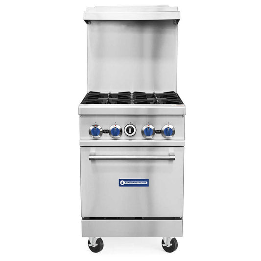 SR-R24-LP 24" Liquid Propane Commercial Range with 4 Burners, 1 Oven