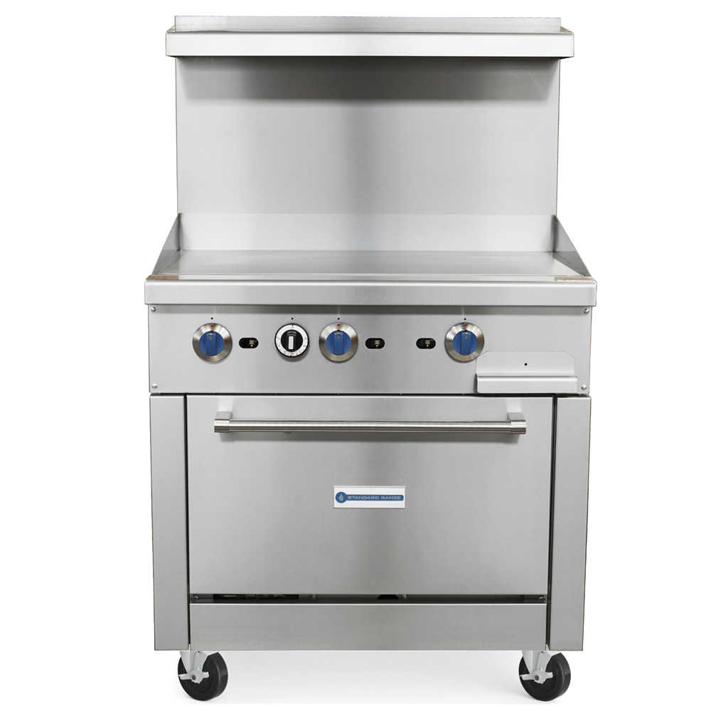 SR-R36-36MG-NG 36" Natural Gas Commercial Range with 36" Griddle Top, 1 Oven