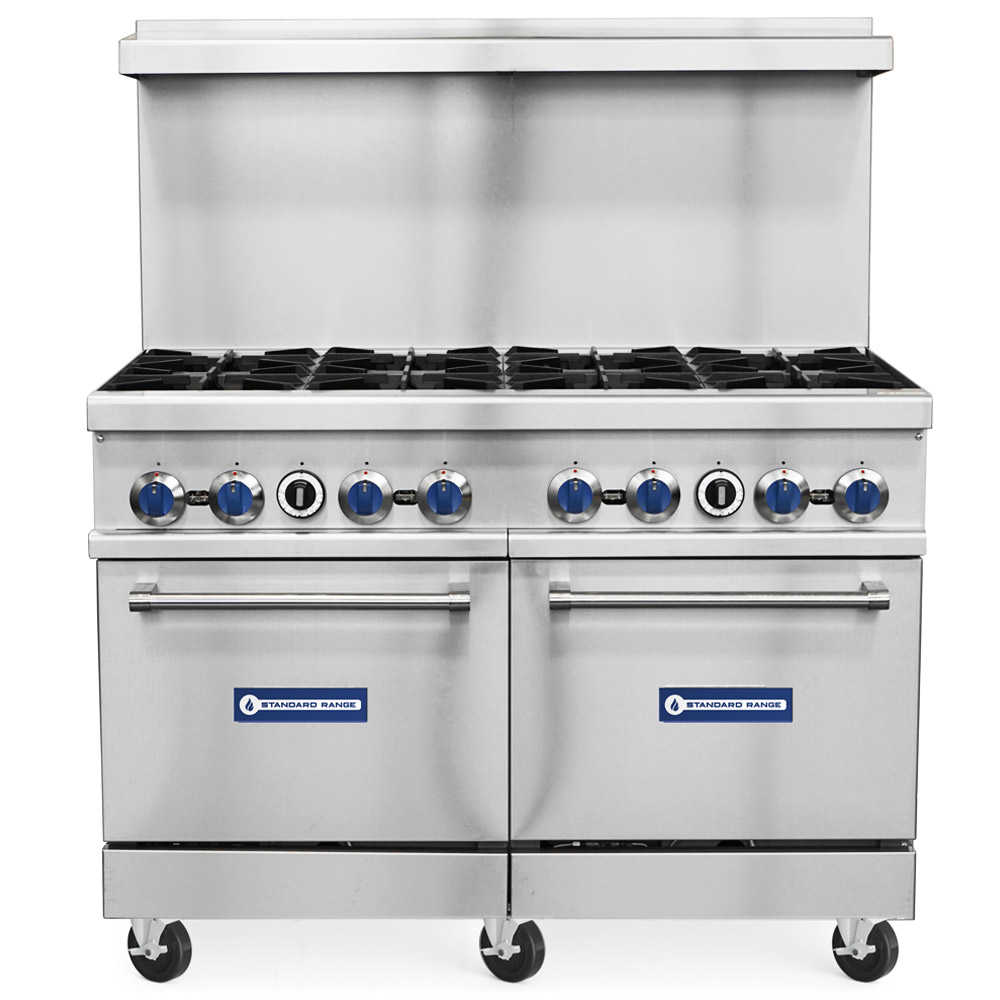SR-R48-LP 48" Liquid Propane Commercial Range with 8 Burners, 2 Ovens