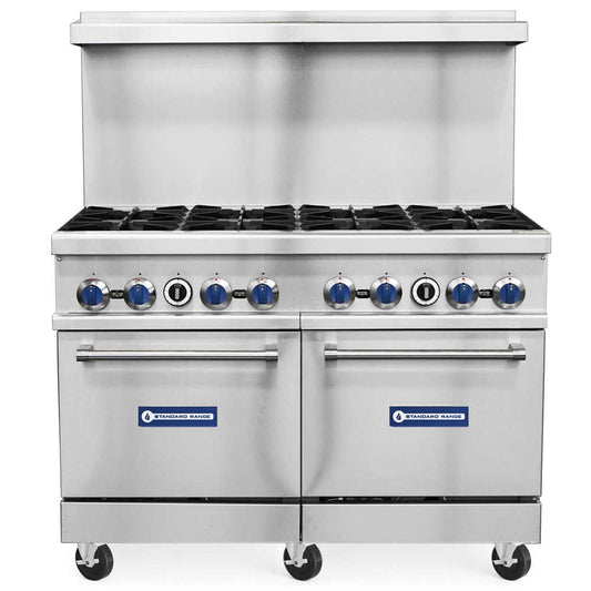 SR-R48-LP 48" Liquid Propane Commercial Range with 8 Burners, 2 Ovens