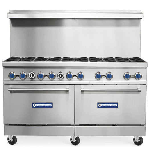 SR-R60-NG 60" Natural Gas Commercial Range with 10 Burners, 2 Ovens