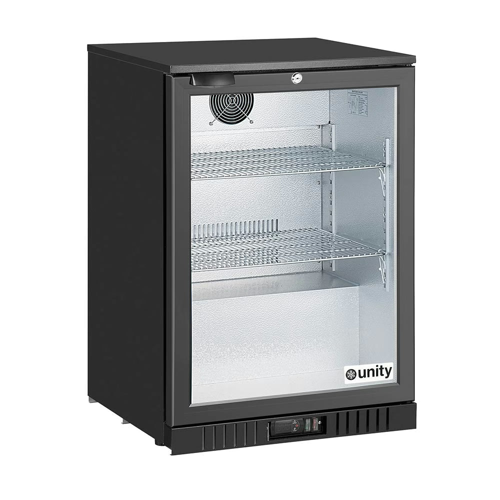 Unity U-BB1 — 24" Countertop Swing Door Merchandising Bar Cooler, Black