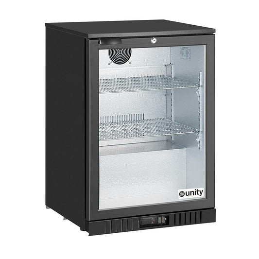 Unity U-BB1 — 24" Countertop Swing Door Merchandising Bar Cooler, Black