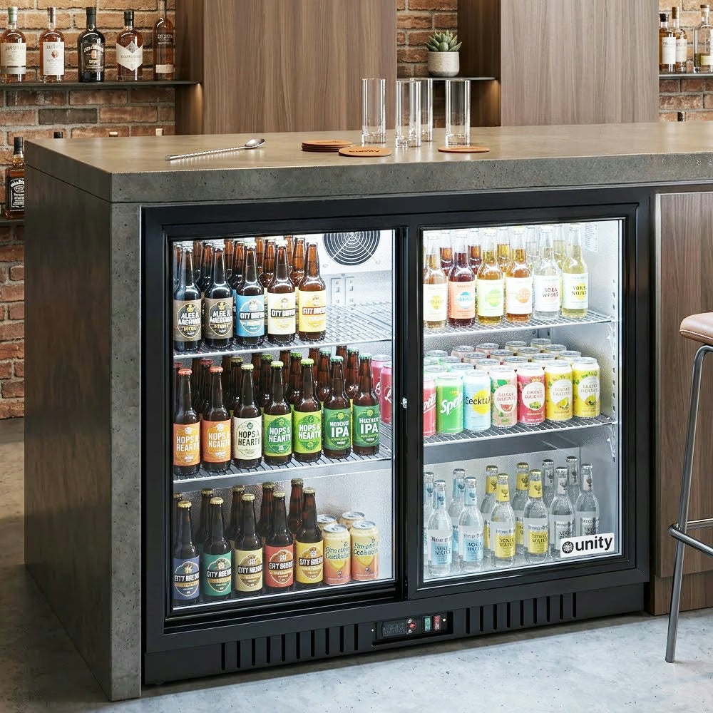 Unity U-BB2 — 36" Two-Door Sliding Glass Back Bar Cooler