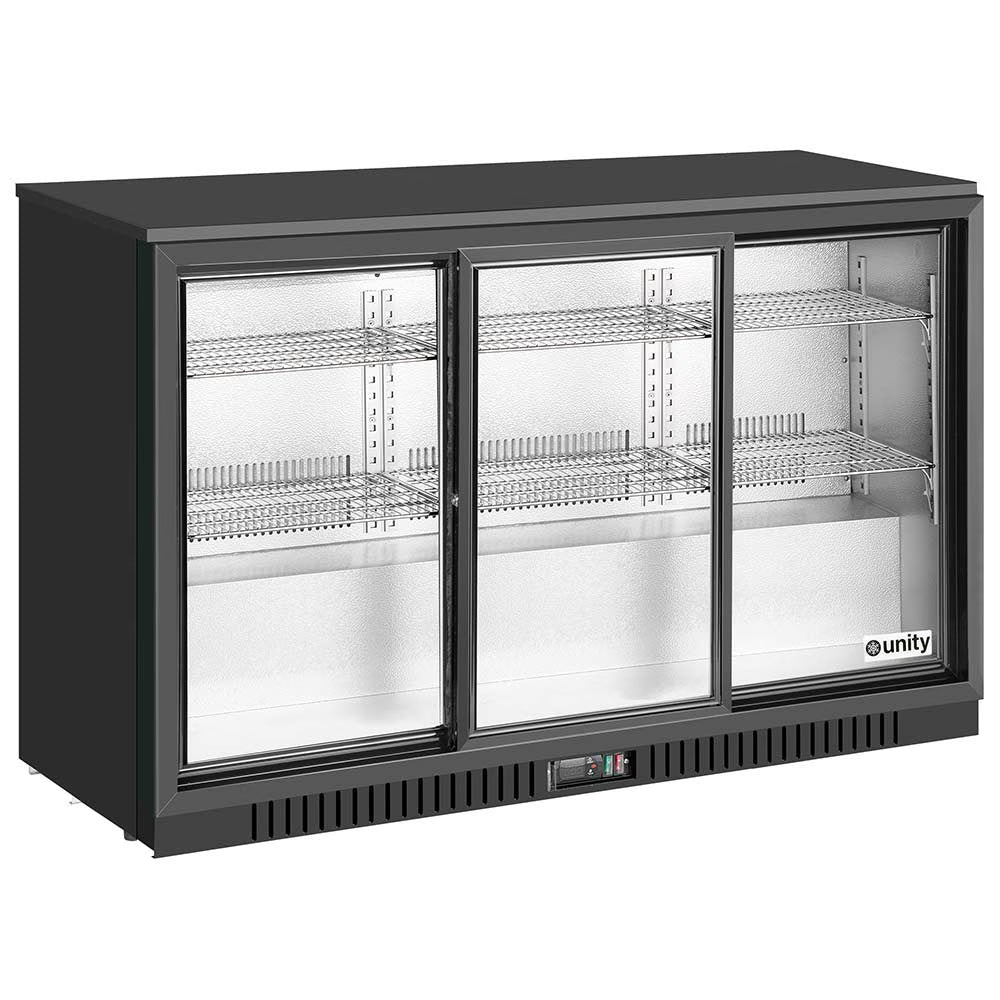 Unity U-BB3 — 54" Three-Door Sliding Glass Back Bar Cooler