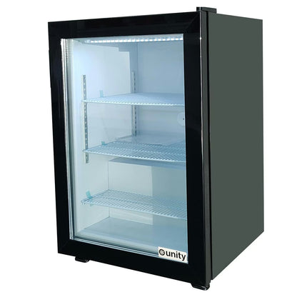 Unity U-CF3 — 24" Black Glass Swing Door Countertop Display Freezer