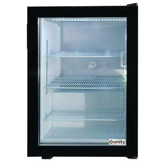 Unity U-CF3 — 24" Black Glass Swing Door Countertop Display Freezer