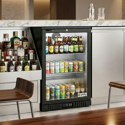 Unity U-BB1 — 24" Countertop Swing Door Merchandising Bar Cooler, Black
